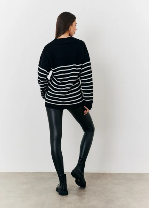In The Style Monochrome Stripe Collared Knit Jumper - 06-08 Image 4