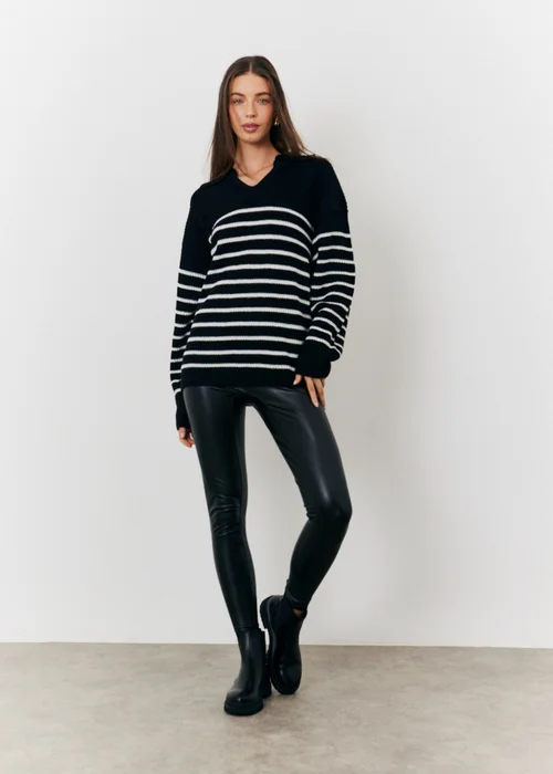 In The Style Monochrome Stripe Collared Knit Jumper - 06-08 Image 2