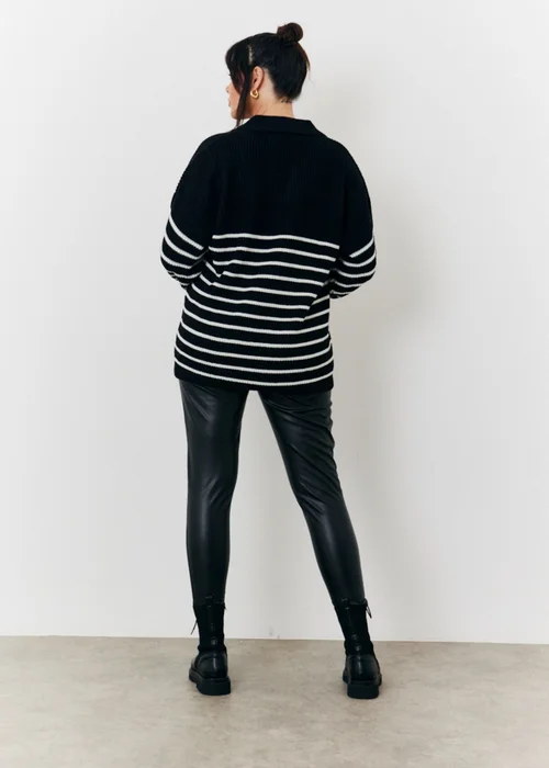In The Style Monochrome Stripe Collared Knit Jumper - 06-08 Image 8