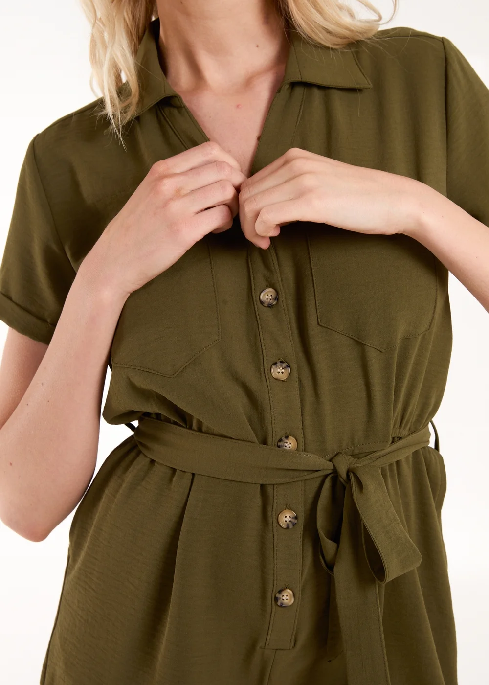 Blue Vanilla Khaki Utility Playsuit - Small Image 3