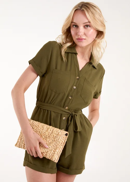 Blue Vanilla Khaki Utility Playsuit - Small Image 1