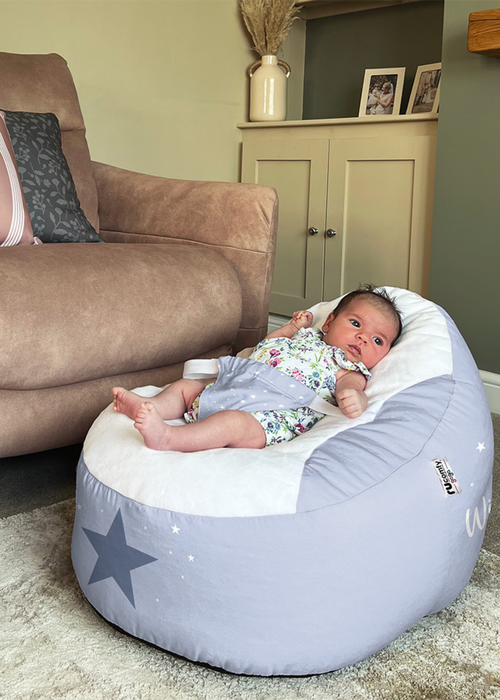 rucomfy Printed Wish Upon A Star Blue Baby Beanbag - One Size Image 1