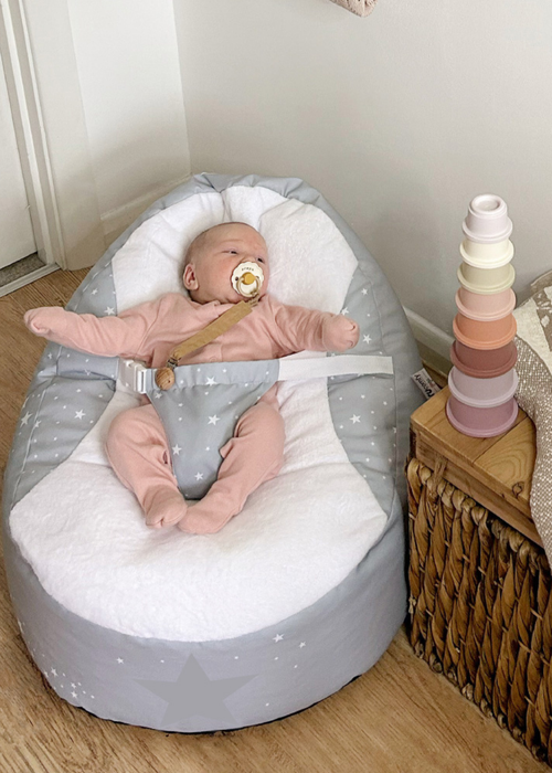 rucomfy Printed Wish Upon A Star Grey Baby Beanbag - One Size Image 1