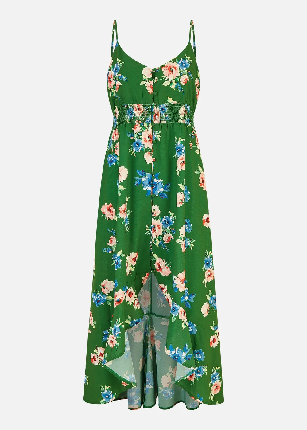Mela Green Floral High Low Frill Midi Dress - 8 Image 3