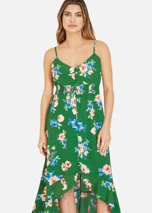 Mela Green Floral High Low Frill Midi Dress - 8 Image 2