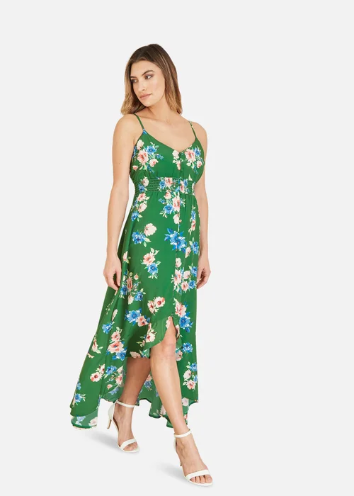 Mela Green Floral High Low Frill Midi Dress - 8 Image 1