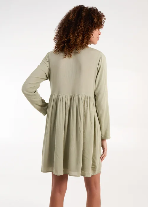 Blue Vanilla Khaki Embroidered Tunic Dress - S Image 2