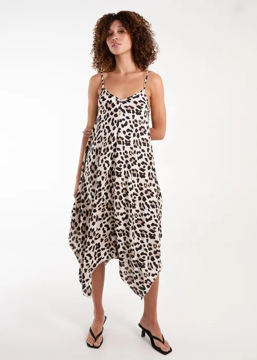 Blue Vanilla Brown Animal Print Hanky Hem Dress - One Size Image 4