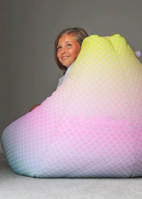 rucomfy Printed Extra Large Classic Mermaid Ombre Beanbag - One Size Image 3