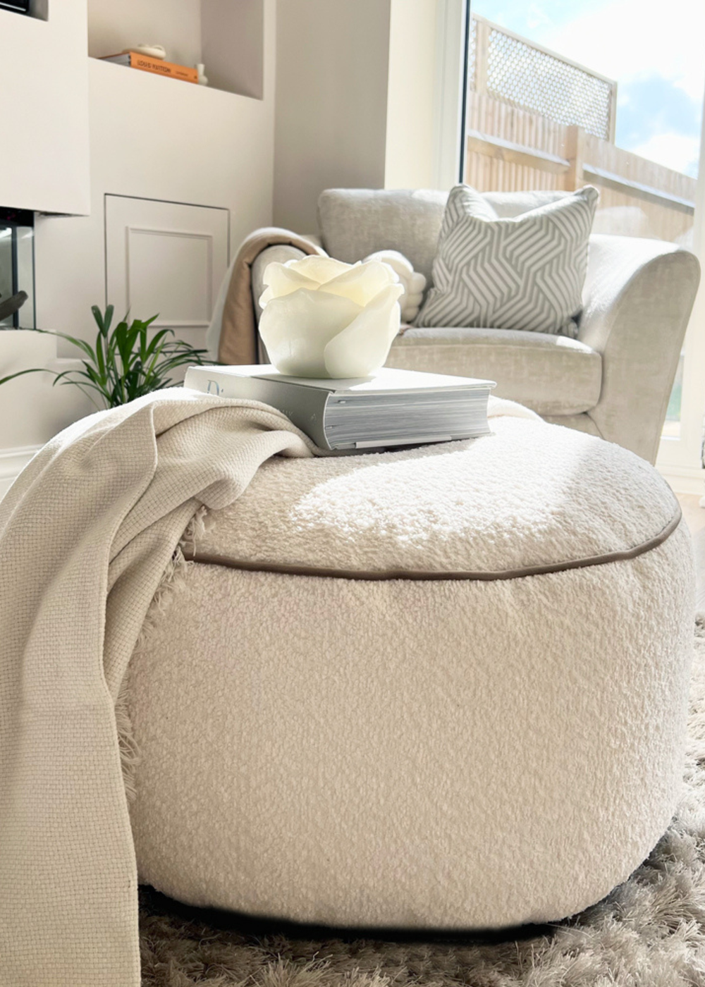 rucomfy Snug Drum Pouffe Natural Beanbag - One Size Image 3