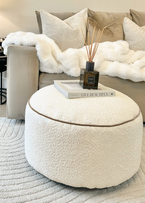 rucomfy Snug Drum Pouffe Natural Beanbag - One Size Image 1