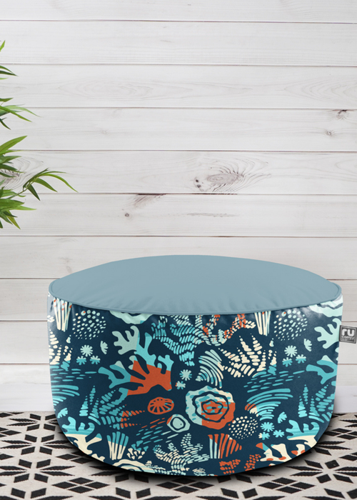 rucomfy Indoor/Outdoor Drum Pouffe Sea Breeze Beanbag - One Size Image 1