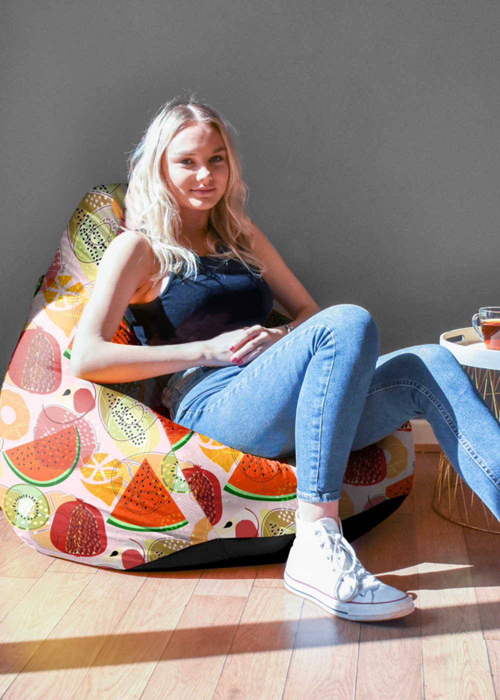 rucomfy Indoor/Outdoor Extra Large Classic Tutti Frutti Beanbag - One Size Image 1