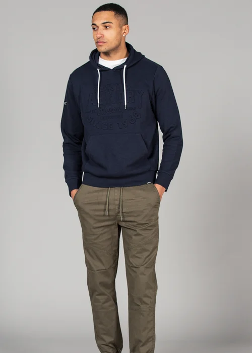 Tokyo Laundry Navy Cotton Blend Embossed Drawstring Hoody - S Image 3