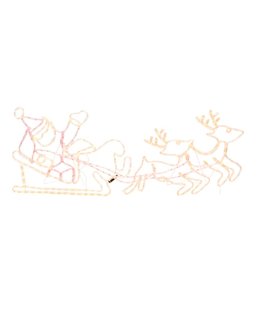 WeRChristmas White Santa Sleigh Reindeer Led Rope Light Silhouette 156 Cm - No Size Image 1