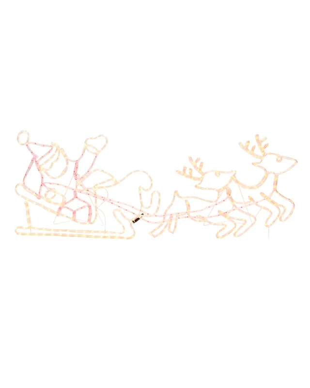 WeRChristmas White Santa Sleigh Reindeer Led Rope Light Silhouette 156 Cm