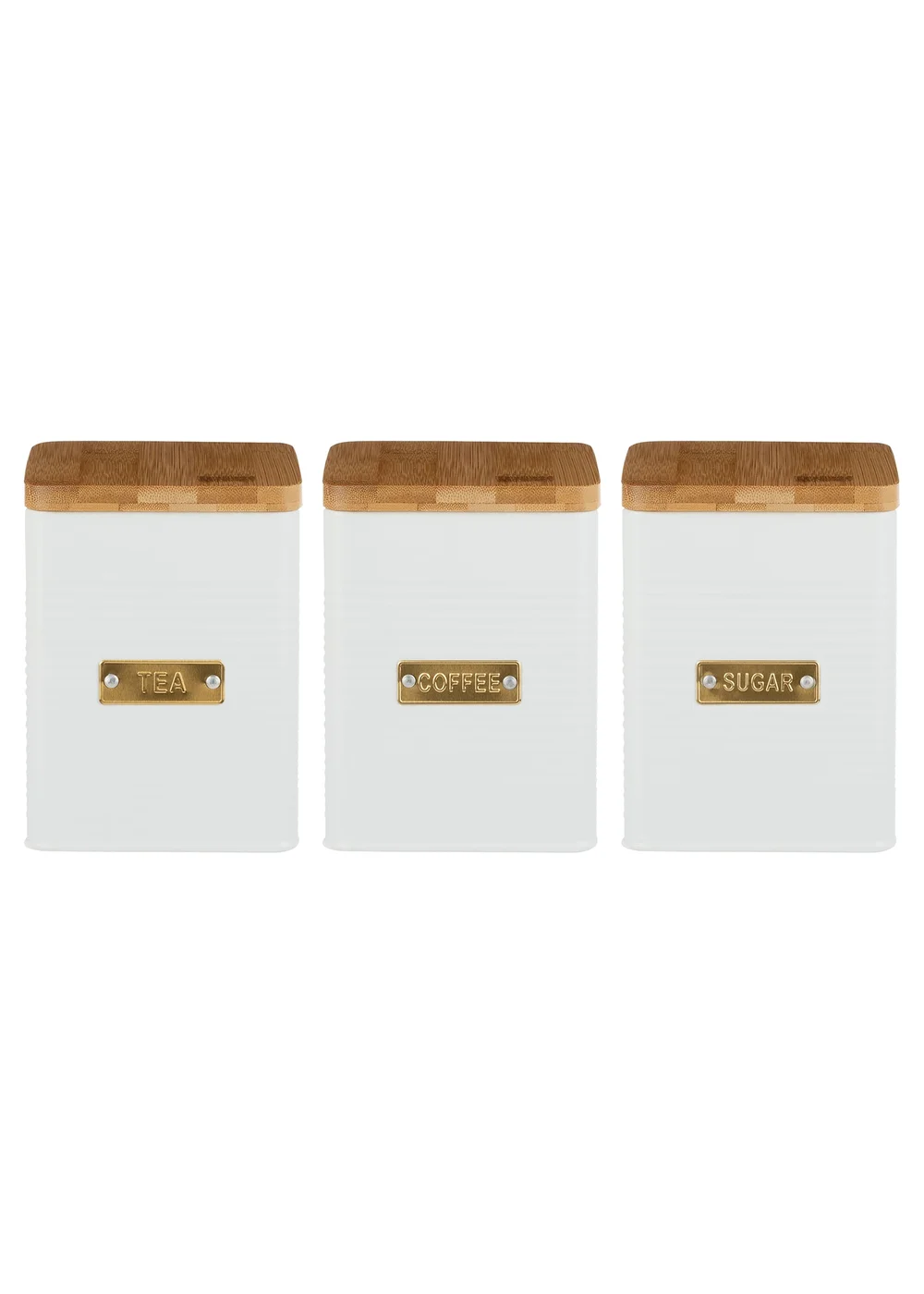 Typhoon Otto Square White Set of 3 Tea, Coffee, Sugar Storage Jars - One Size Image 1