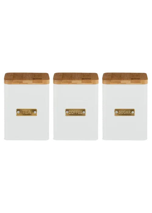 Typhoon Otto Square White Set of 3 Tea, Coffee, Sugar Storage Jars - One Size Image 1
