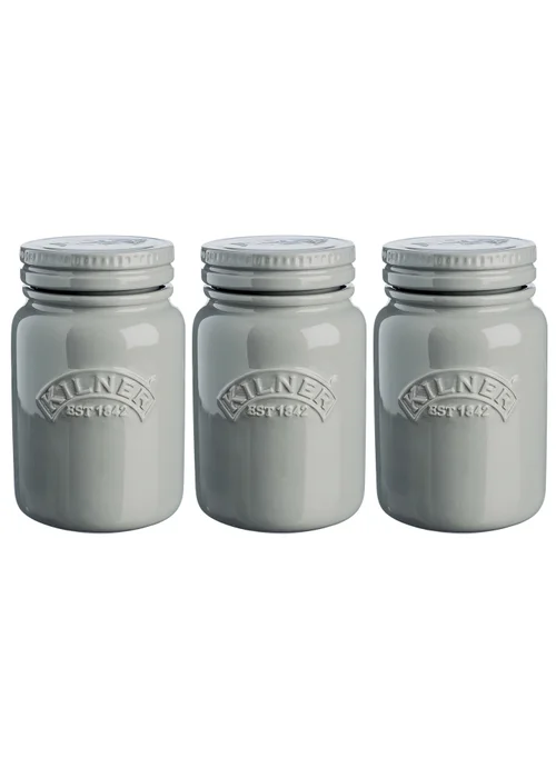 Kilner Set of 3 Ceramic Storage Jars Morning Mist - One Size Image 1