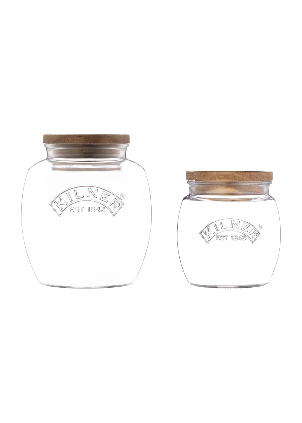 Kilner Set of 2 Universal Wooden Lid Jars (2ltr & 0.85ltr) - One Size Image 1