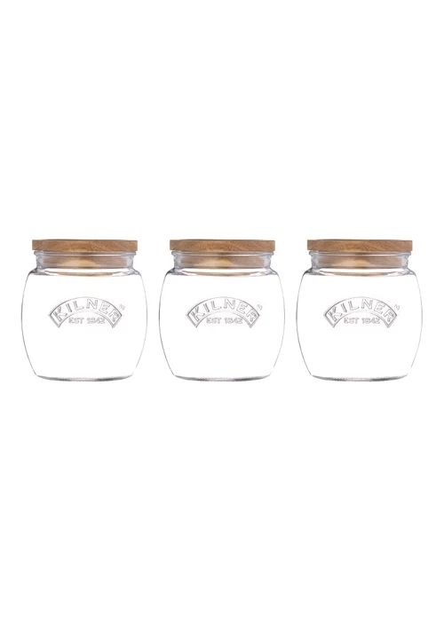 Kilner Set of 3 Universal Wooden Lid Jars ( 0.8l ) - One Size Image 1