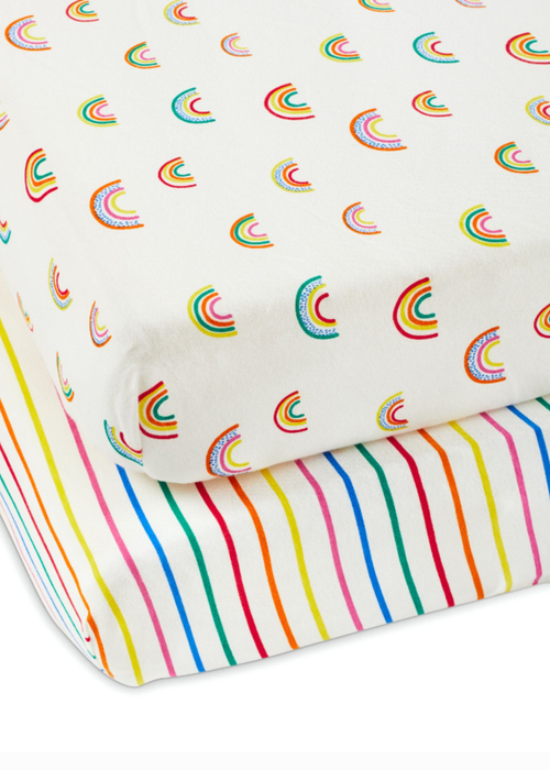 Ickle Bubba White Fitted Cot Bed Sheets Rainbow Dreams 2 Pack - 70 X 140 Image 3