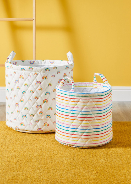 Ickle Bubba White Storage Baskets Rainbow Dreams 2 Pack - One Size Image 2