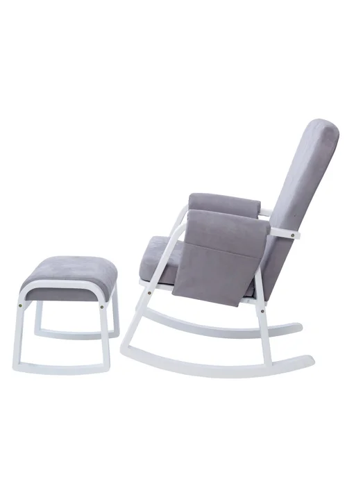 Ickle Bubba Grey Dursley Rocking Chair & Stool - One Size Image 2