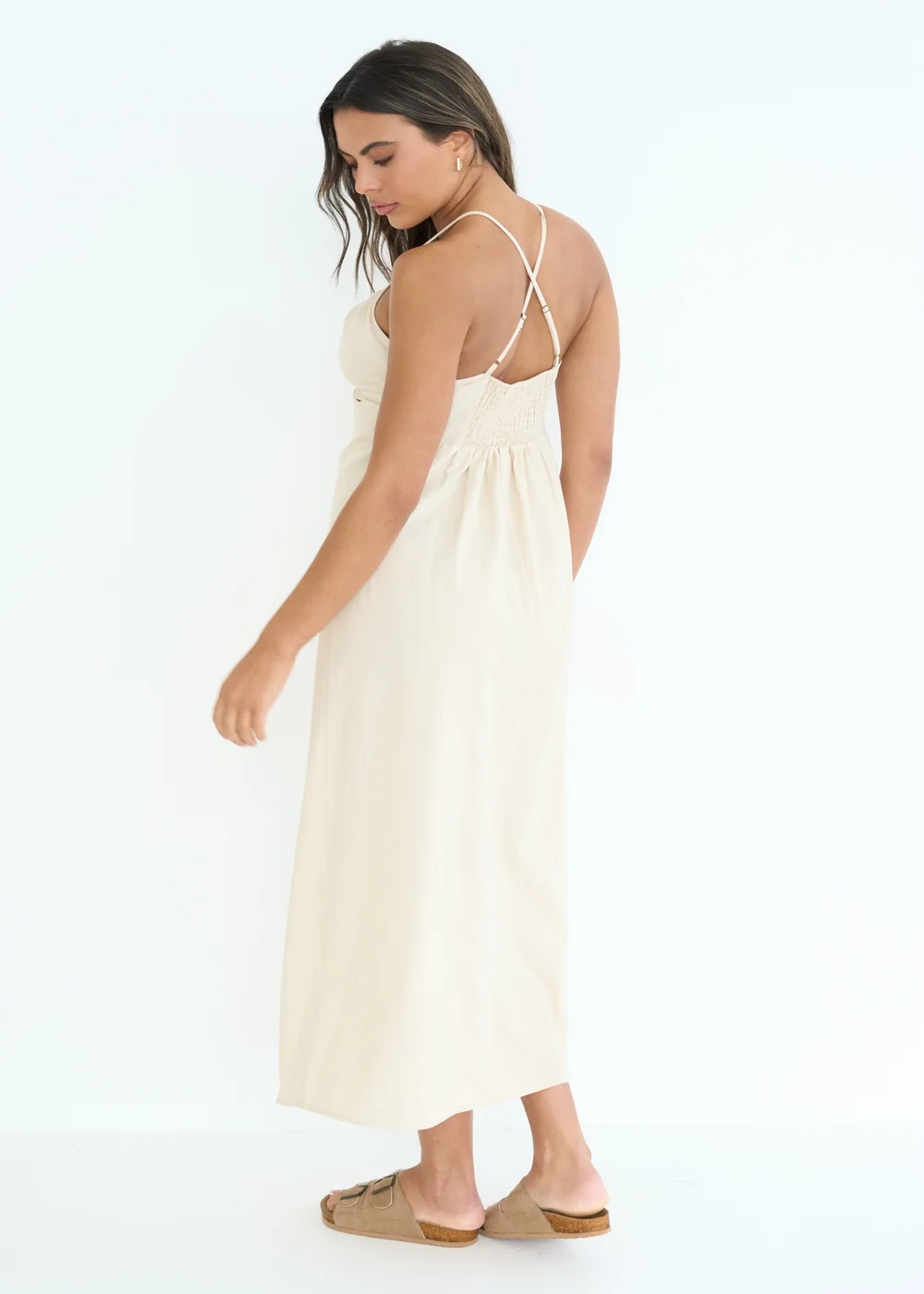 Urban Bliss Beige Linen Blend Beaded Maxi Dress - 10 | Matalan Urban Bliss Beige Linen Blend Beaded Maxi Dress - 10 | Matalan