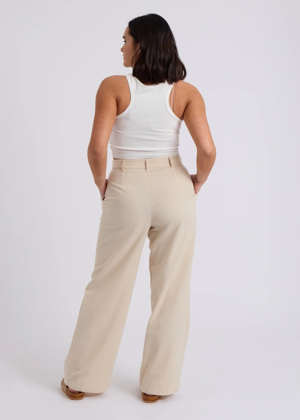 Urban Bliss Beige Linen Blend Wide Leg Trouser - 8 Image 2