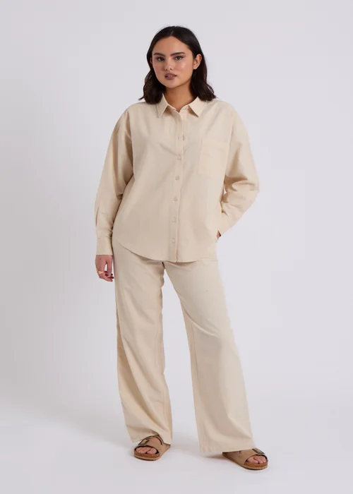 Urban Bliss Beige Linen Blend Wide Leg Trouser - 8 Image 4