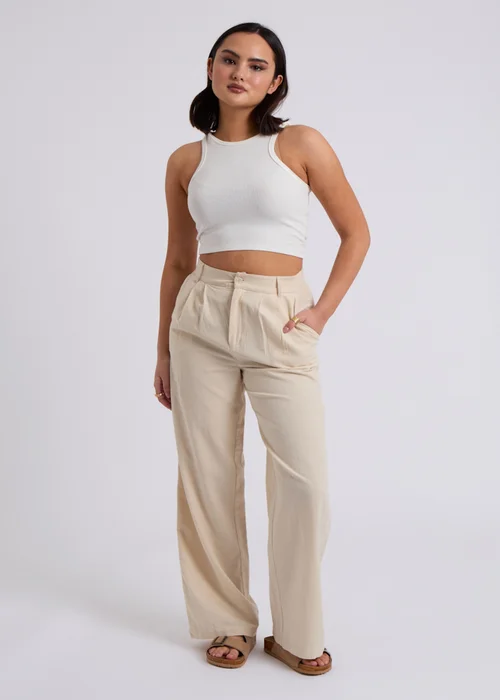 Urban Bliss Beige Linen Blend Wide Leg Trouser - 8 Image 3