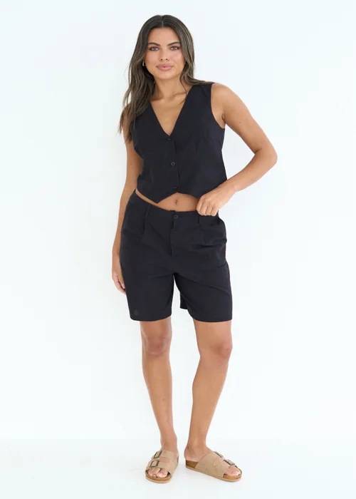 Urban Bliss Linen Blend Short Black - 8 Image 4