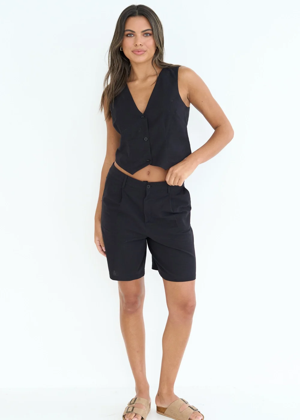 Urban Bliss Linen Blend Short Black - 8 Image 1