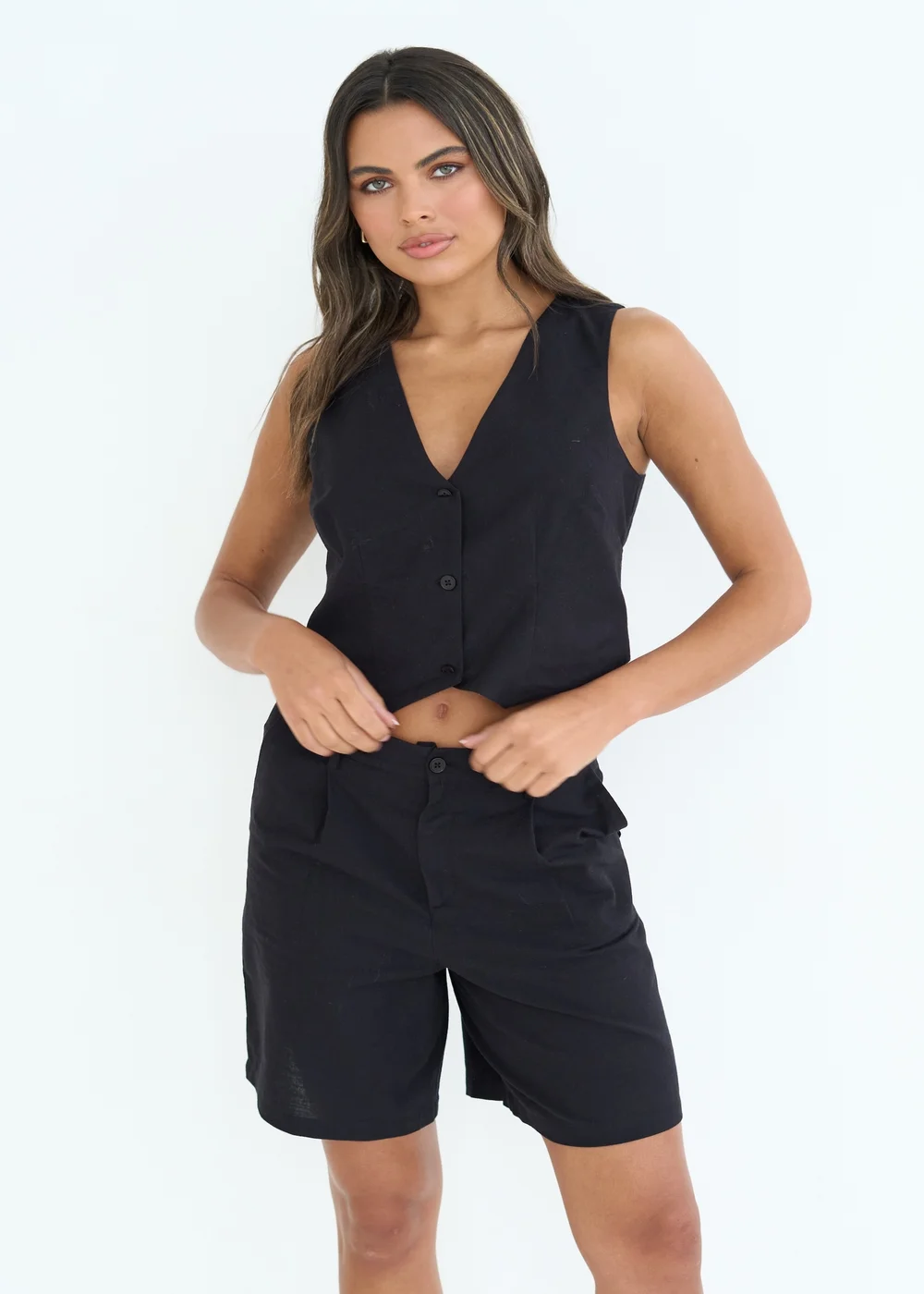 Urban Bliss Linen Blend Short Black - 8 Image 3