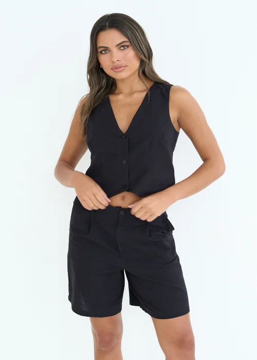Urban Bliss Linen Blend Short Black - 8 Image 3