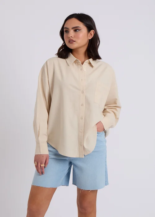 Urban Bliss Beige Linen Blend Oversized Shirt - 10 Image 3