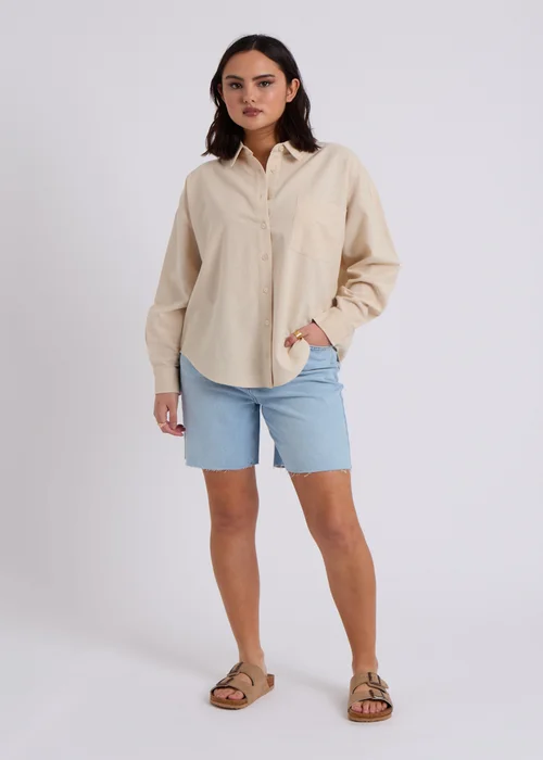 Urban Bliss Beige Linen Blend Oversized Shirt - 10 Image 4