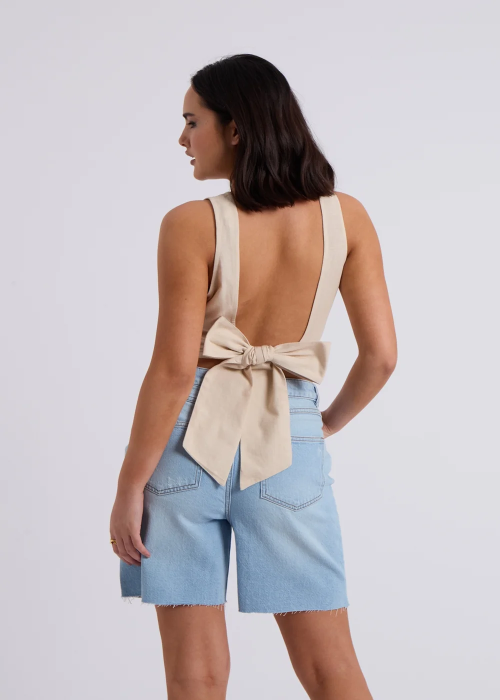 Urban Bliss Beige Linen Blend Tie Back Top - 8 Image 2