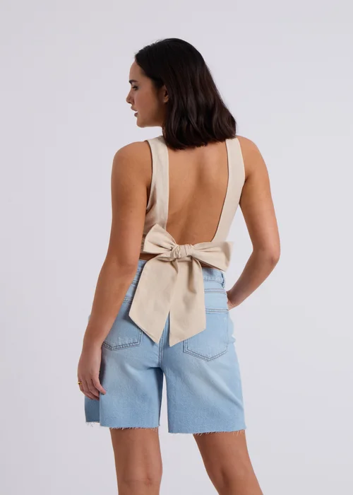 Urban Bliss Beige Linen Blend Tie Back Top - 8 Image 2