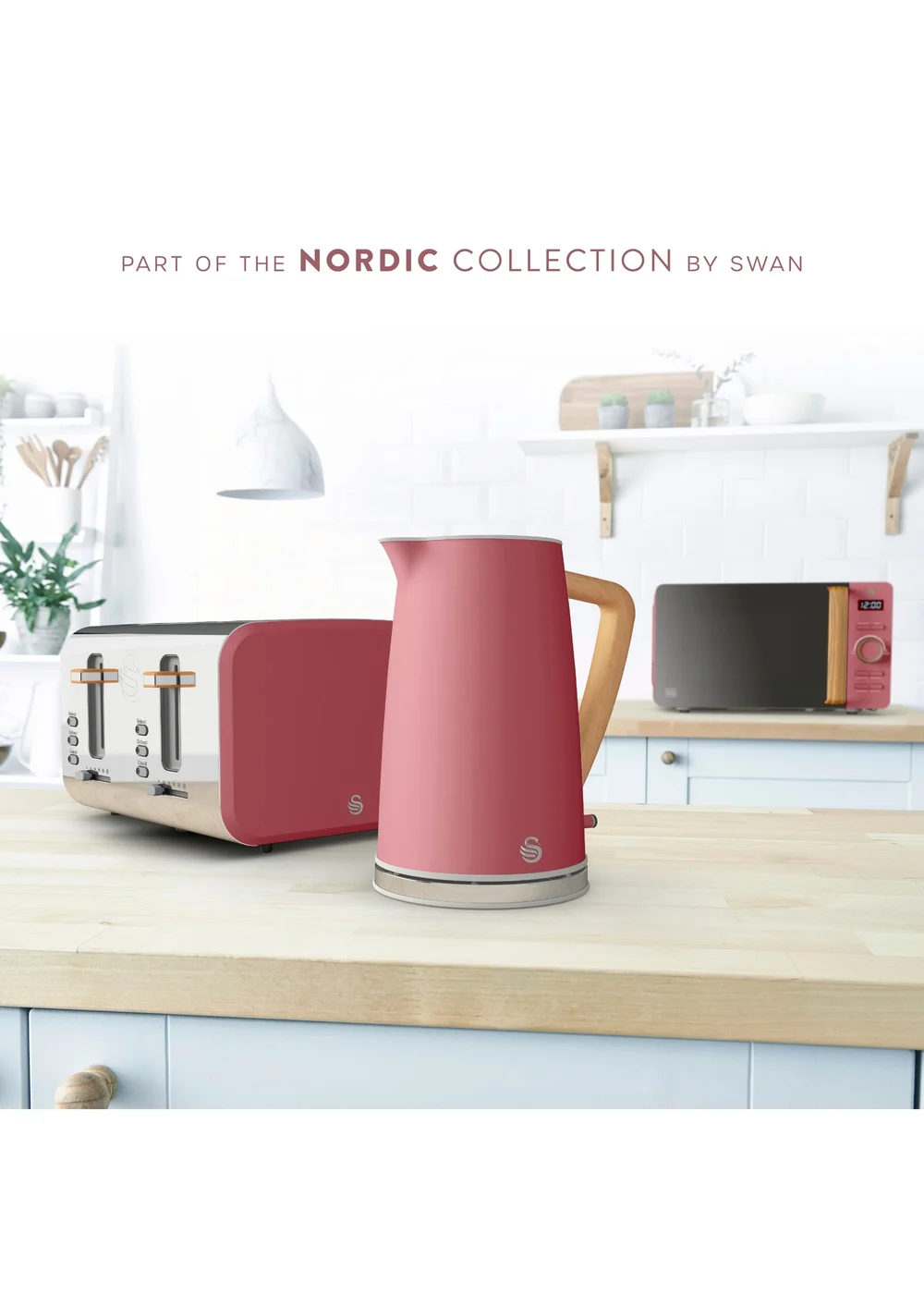 Swan Fuchsia Rose Nordic Style Cordless Kettle (1.7L) - One Size Image 2