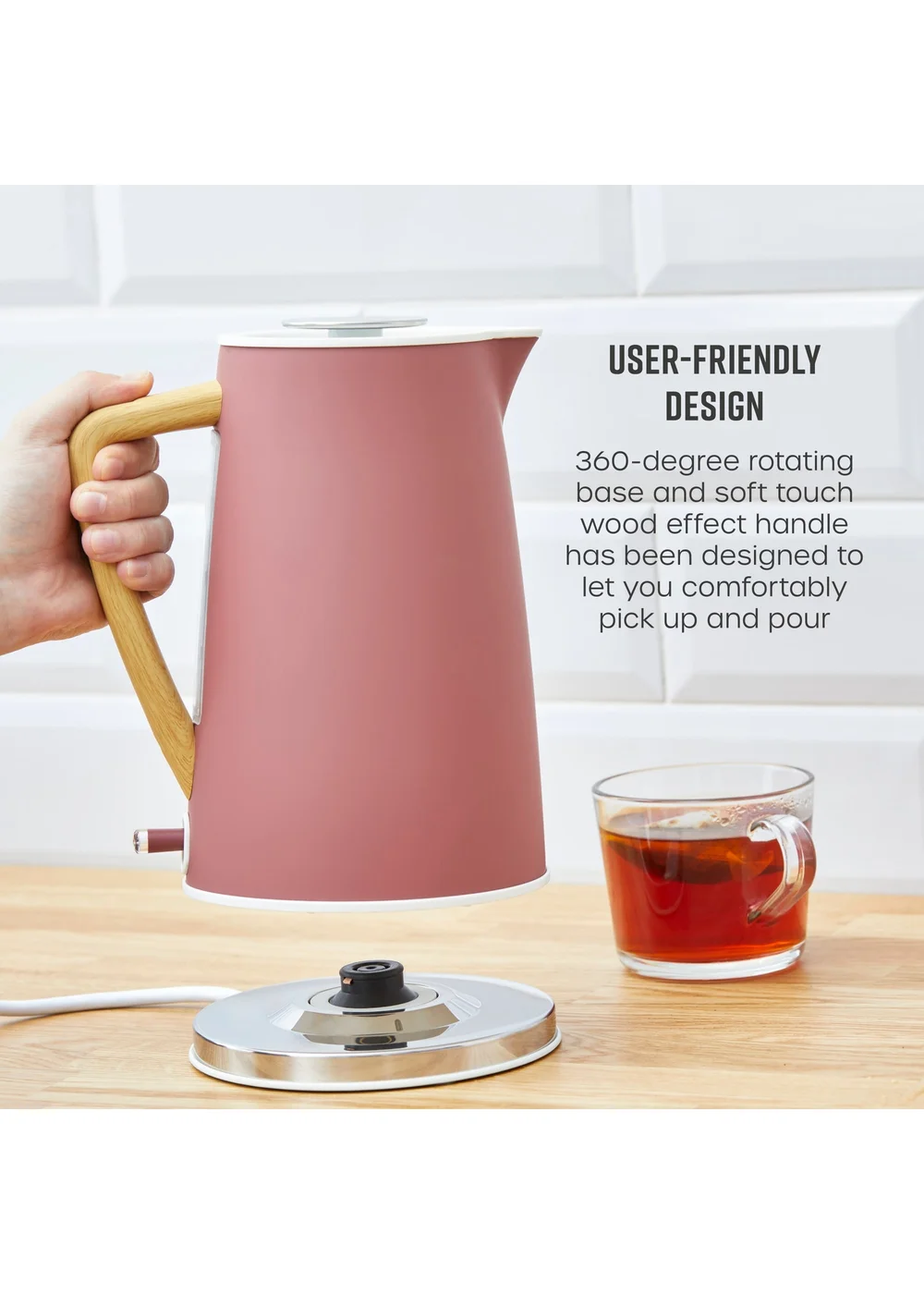 Swan Fuchsia Rose Nordic Style Cordless Kettle (1.7L) - One Size Image 3