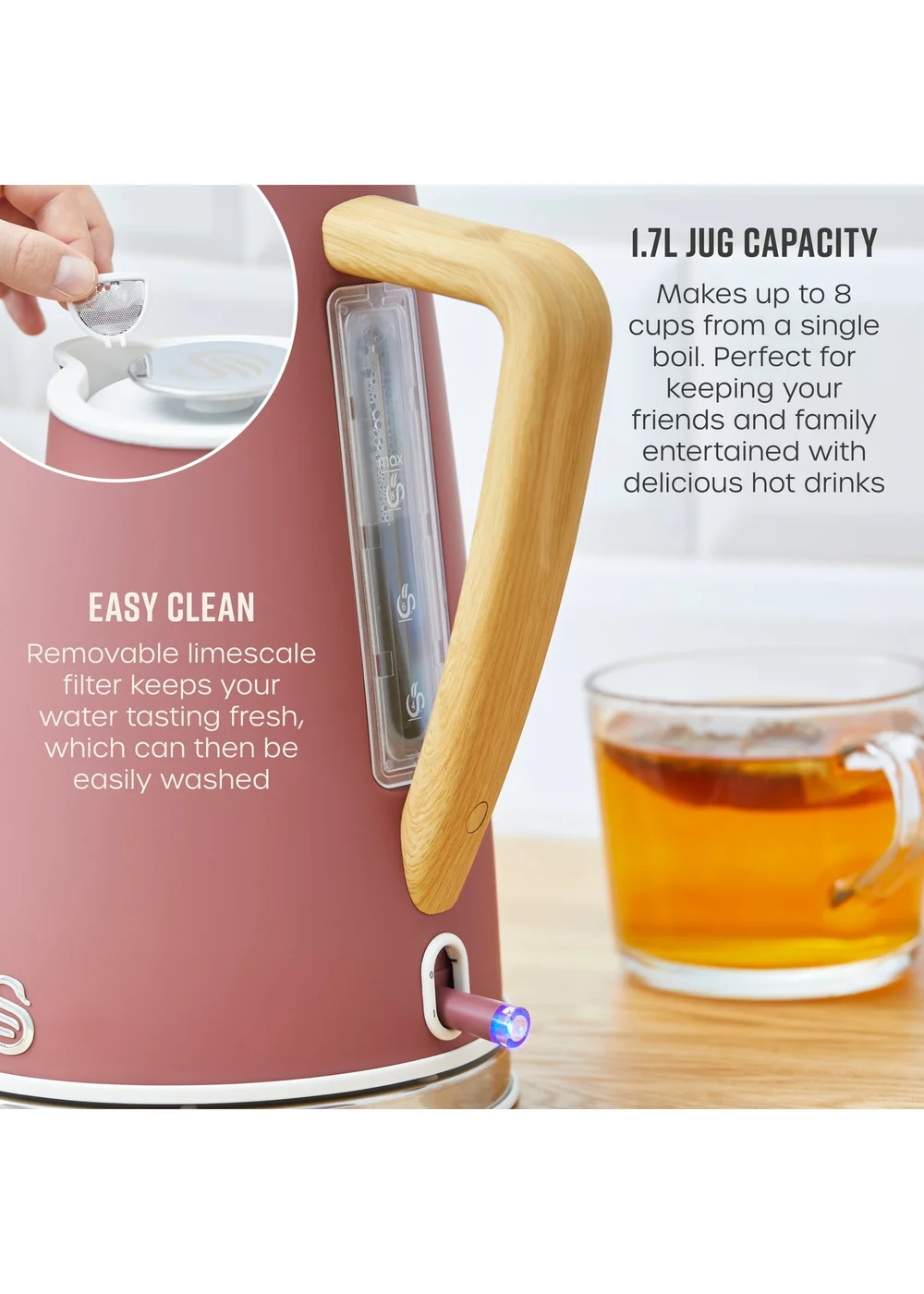 Swan Fuchsia Rose Nordic Style Cordless Kettle (1.7L) - One Size Image 4