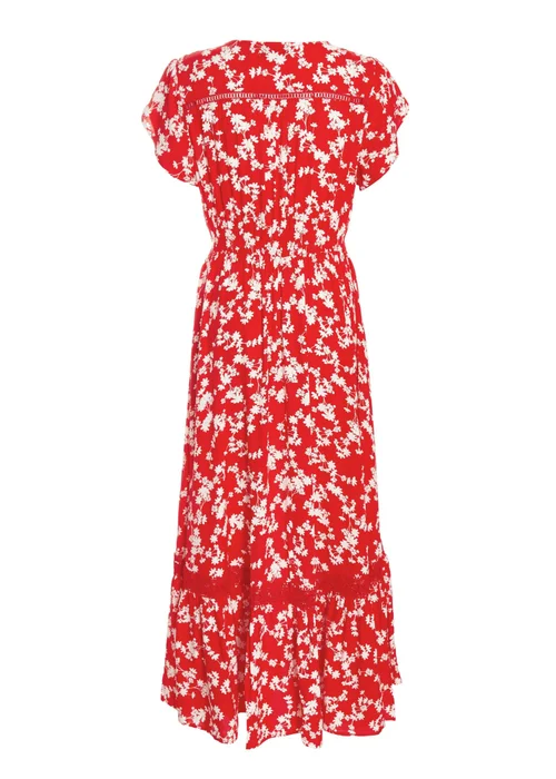 Quiz Red Ditsy Floral Crochet Trim Maxi Dress - 8 Image 5