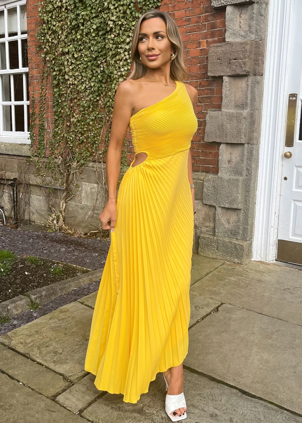 yellow one shoulder dresses Sorority Formal Dress | Seranella One Shoulder Maxi Dress