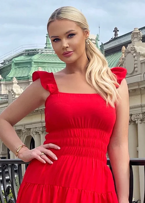 AX Paris Red Frill Strap Tiered Midi Dress - 8 Image 3