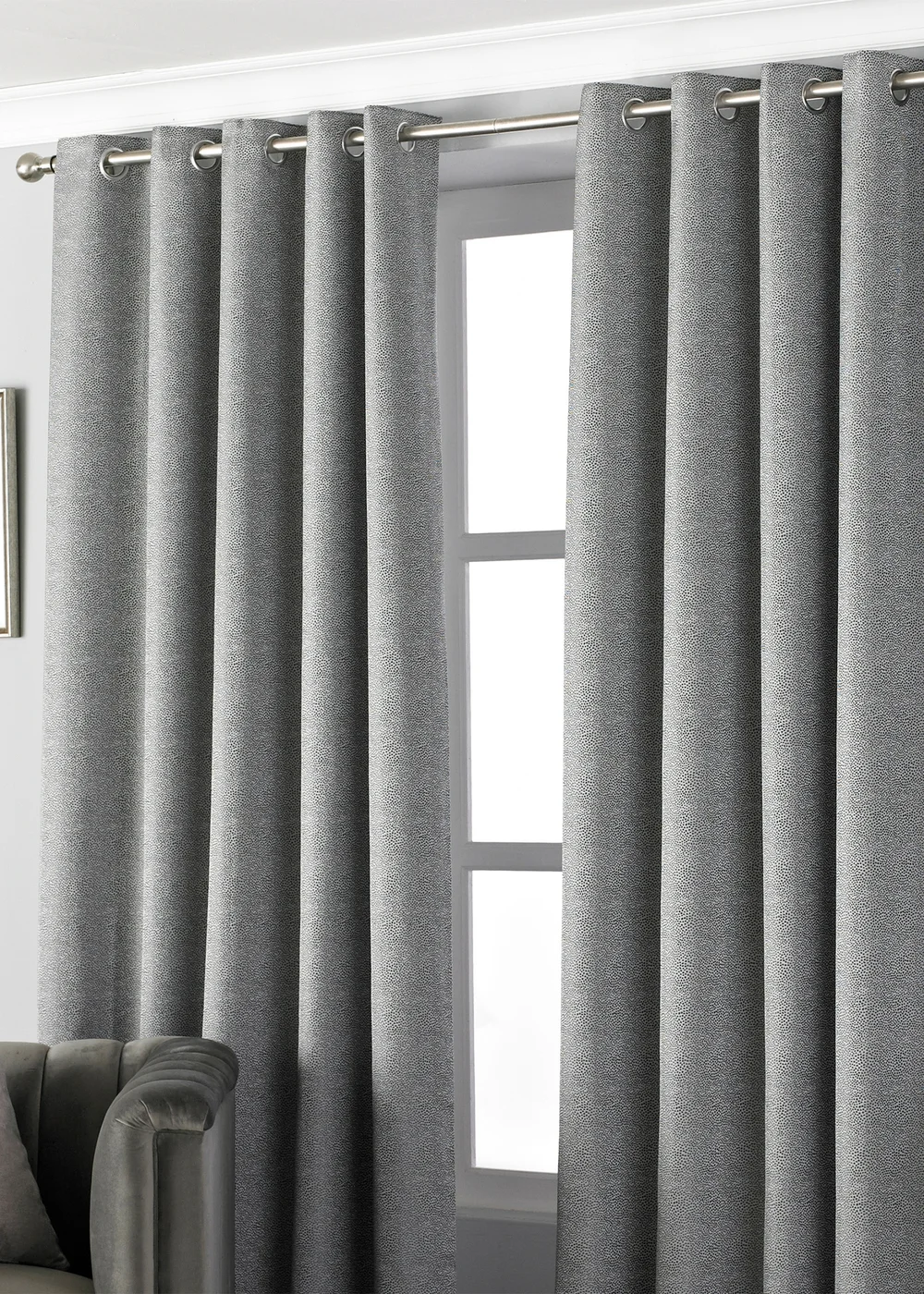 Paoletti Pendleton Jacquard Eyelet Curtains - 66W X 54D (168x137cm) Image 1