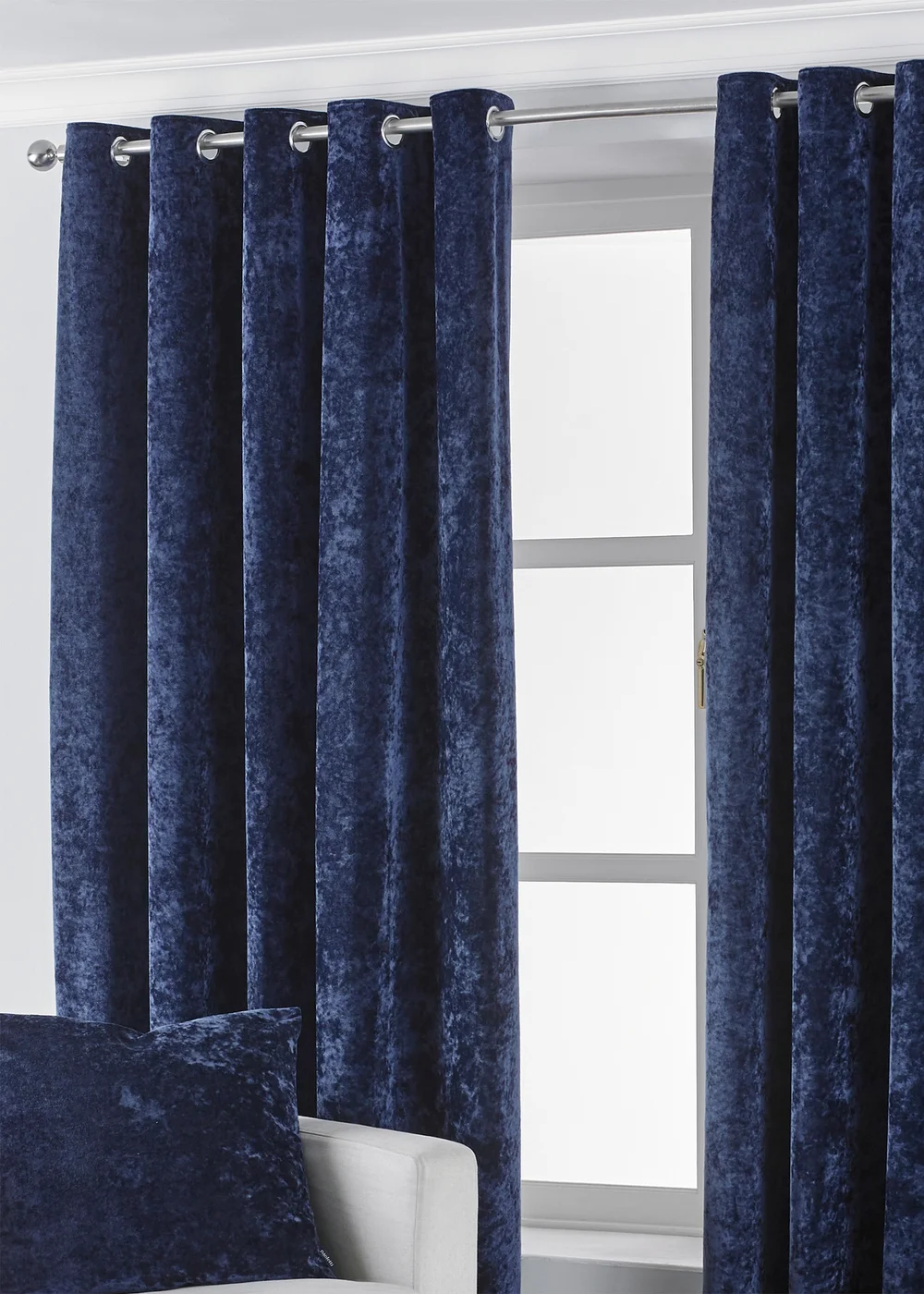 Paoletti Verona Crushed Velvet Eyelet Curtains - 90W X 54D ( 229x137) Image 1