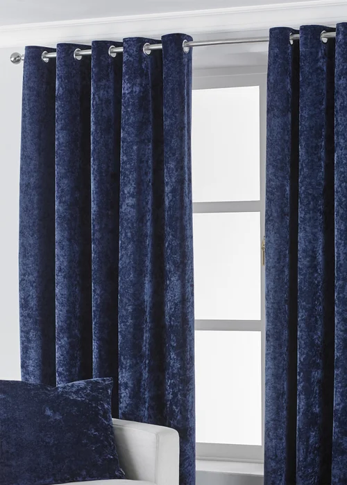 Paoletti Verona Crushed Velvet Eyelet Curtains - 90W X 54D ( 229x137) Image 1
