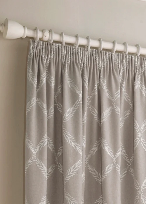 Paoletti Olivia Lattice Embroidery Pencil Pleat Curtains - 46W X 54D (117x137cm) Image 2